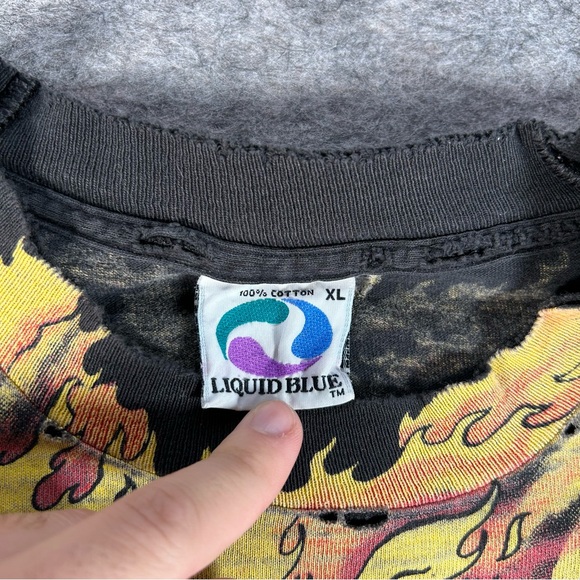 Vintage Liquid Blue Shirt Mens XL Black 90s Overload Rare Wolverine‎ X-Men AOP - Picture 5 of 12